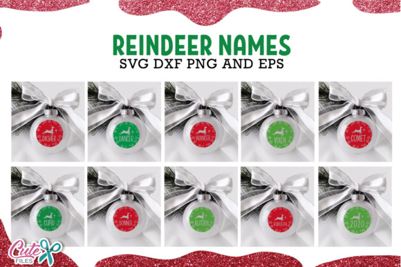 Reindeer Names Circle Ornaments SVG Cut