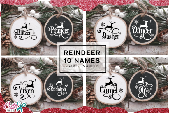 Reindeer Names Ornaments SVG Cut File